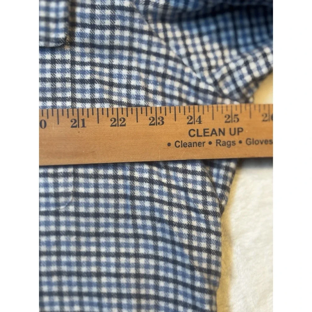 Polo‎ Ralph Lauren Flannel Shirt Mens Large Brown Elbow Patch Plaid Blue Check